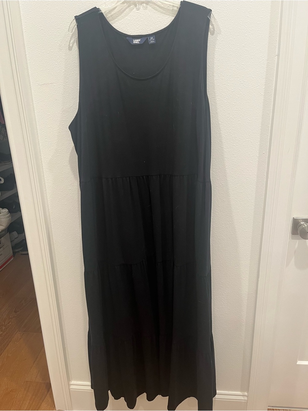 Lands' End Black Sleeveless Tiered Maxi Dress (🌺 2 for $25 bundle item)
